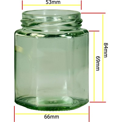 227g Hexagonal Glass Honey Jars – 99 Pack – Gold Lids with Silicone Seal – Food Safe