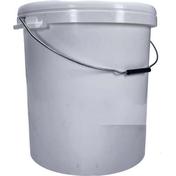 30L Plastic Buckets with Lids – Food Safe – Tamper Evident – Metal Handle – Stackable – White – 30 Litre