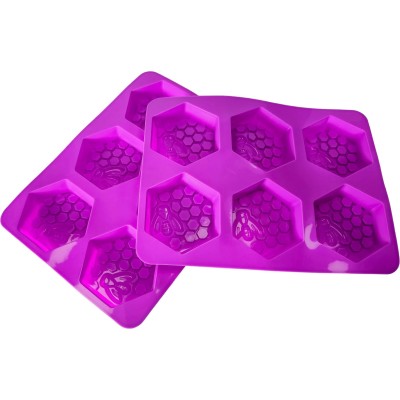 Silicone Soap Moulds – Honeycomb with Bee – 6 Cavity Tray – Pack of 2 – Reusable Silicone Soap Moulds – Honeycomb with Bee – 6 Cavity Tray – Pack of 2 – Reusable
