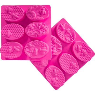 Silicone Soap Moulds – Bee Design – 6 Cavity Tray – Pack of 2 – For Soap, Wax or Resin Silicone Soap Moulds – Bee Design – 6 Cavity Tray – Pack of 2 – For Soap, Wax or Resin