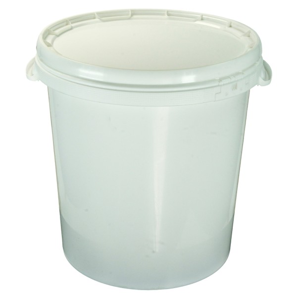 30L Plastic Buckets with Lids – Food Safe – Tamper Evident – Stackable – White – 30 Litre