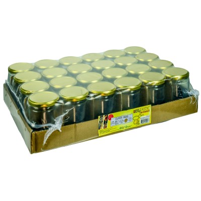 227g Hexagonal Glass Honey Jars – 33 Pack – Gold Lids with Silicone Seal – Food Safe