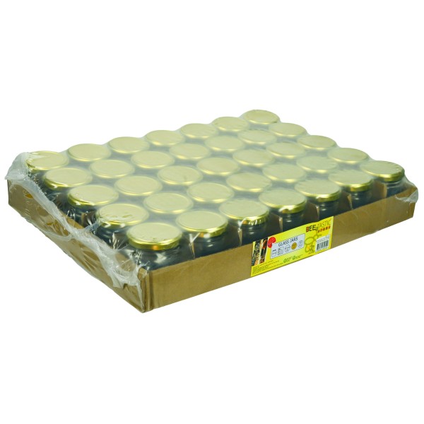 227g (0.5lb) Round Glass Honey Jars – 35 Pack – Gold Lids with Silicone Seal – Food Safe