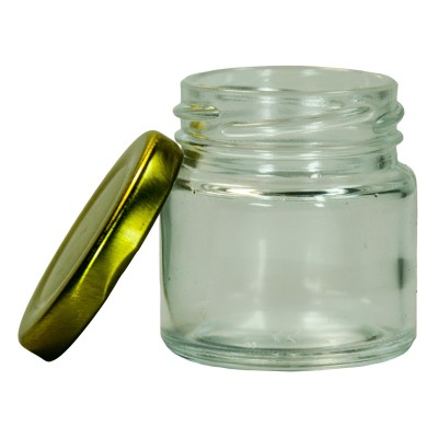 50g Round Glass Jars – 48 Pack – Gold Lids – Food Safe – Great for Gifting