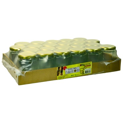340g Hexagonal Glass Honey Jars – 22 Pack – Gold Lids with Silicone Seal – Food Safe