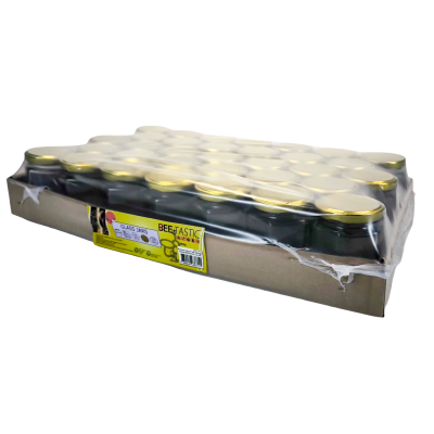 227g Hexagonal Glass Honey Jars – 33 Pack – Gold Lids with Silicone Seal – Food Safe