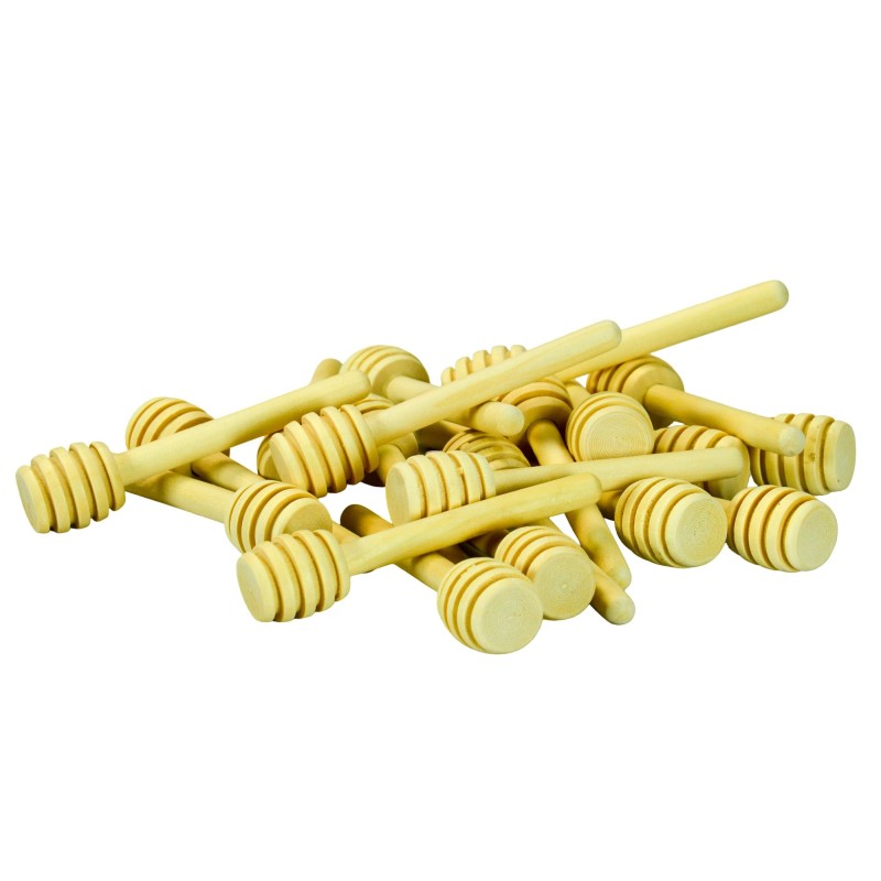 Honey Drizzler – 80mm Wooden Stick with 20mm Dipper – Pack of 20